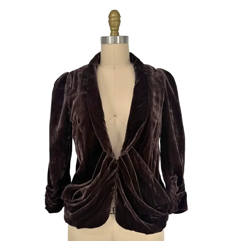 Anthropologie Elevenses Cyclorama Drape Velvet Blazer Jacket size 0